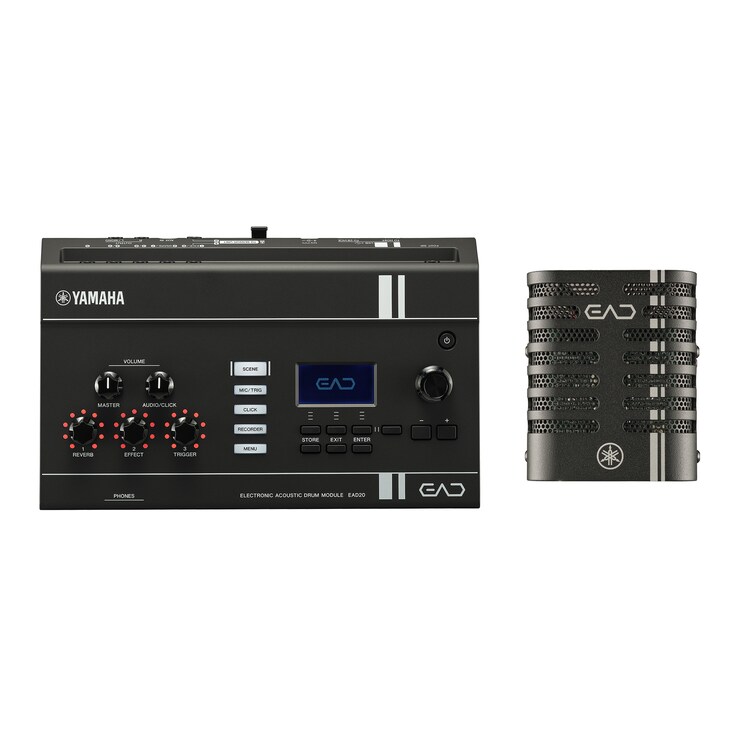 Yamaha EAD20 electronic acoustic drum module and sensor unit designed to capture and enhance acoustic drum performances.