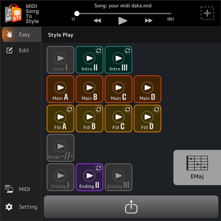 MIDI Song to Style - Overview - Apps - Products - Keyboard