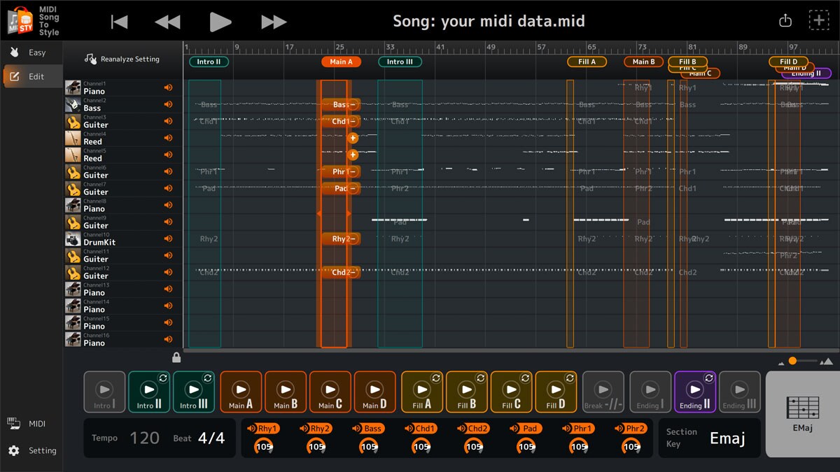 MIDI Song to Style - Overview - Apps - Products - Keyboard