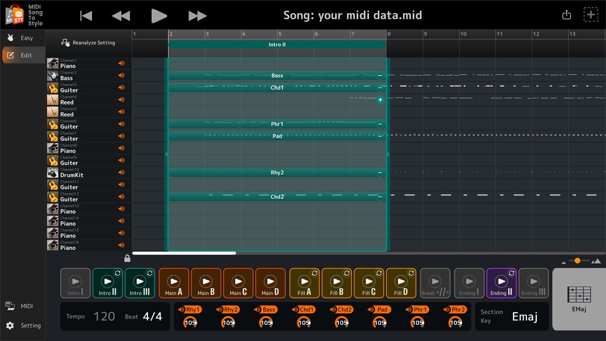 MIDI Song to Style - Overview - Apps - Products - Keyboard