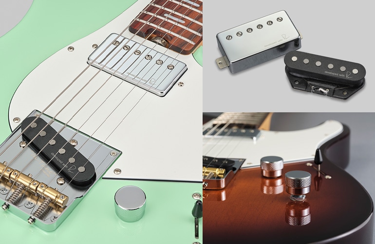 Close-up photo of the pickups and tone knob of Pacifica SC Standard Plus