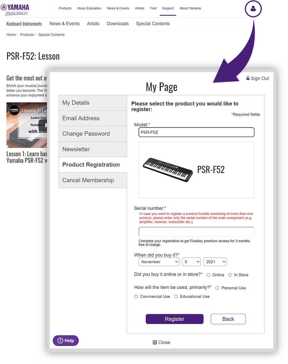 How to register PSR-F52 correctly