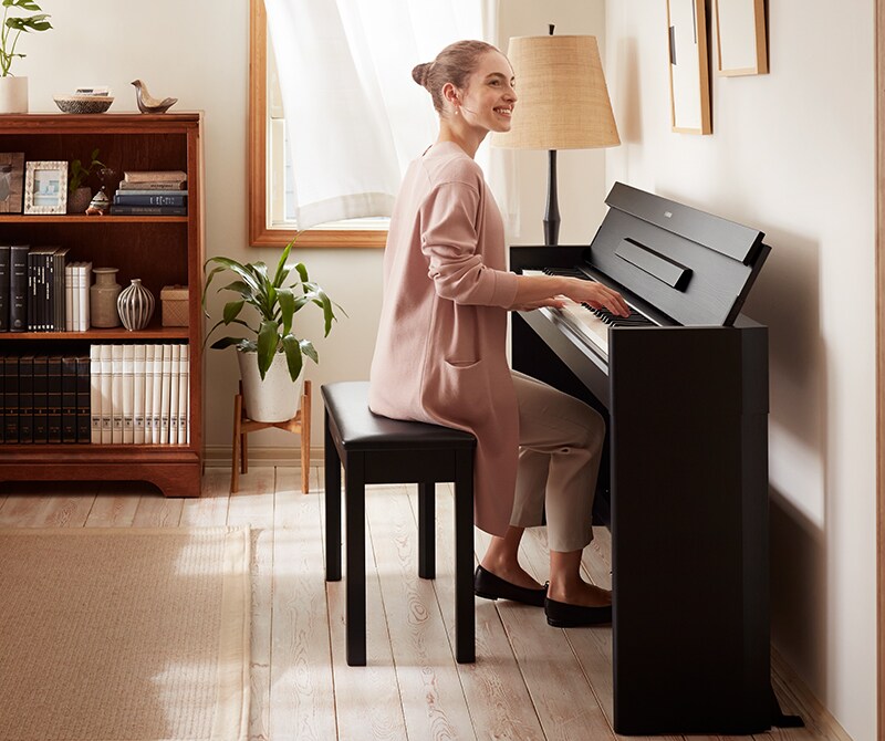 【美品 】　YAMAHA ARIUS YDP-S55 B YAMAHA YDP-S55 B ブラックウッド 高低自在椅子・ヘッドホン